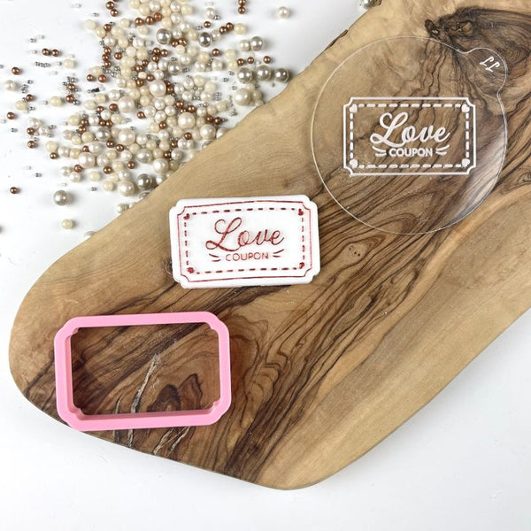 Mini Love Coupon Valentine's Cookie Cutter and Embosser