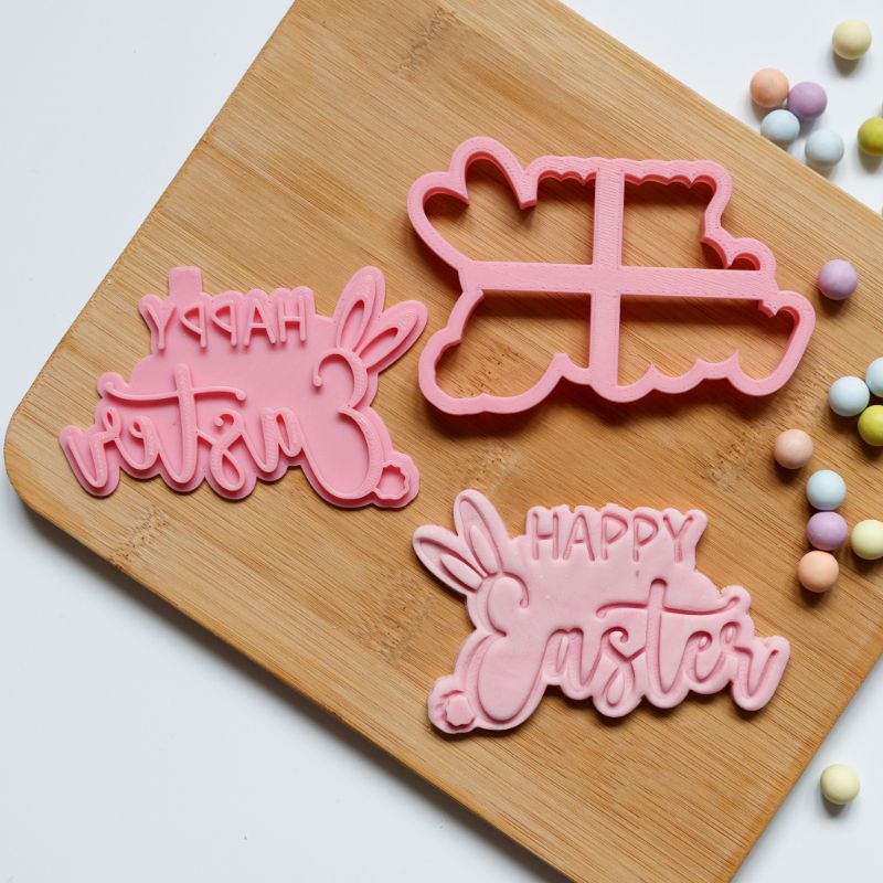 Coco Peony Happy Easter Style 4 with Ears and Tail Cookie Cutter and Stamp