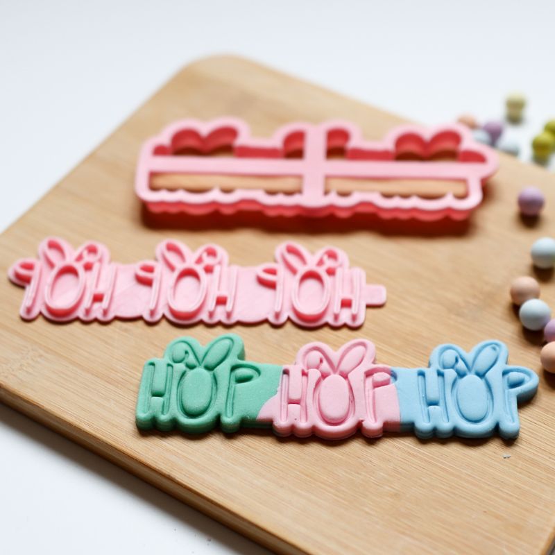 Hop Hop Hop with Rabbit Ears Easter Cookie Cutter and Stamp