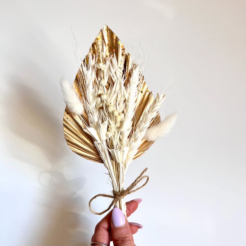 Palm Spears Dried Flower Set - Metallic Glitter Gold and Neutrals