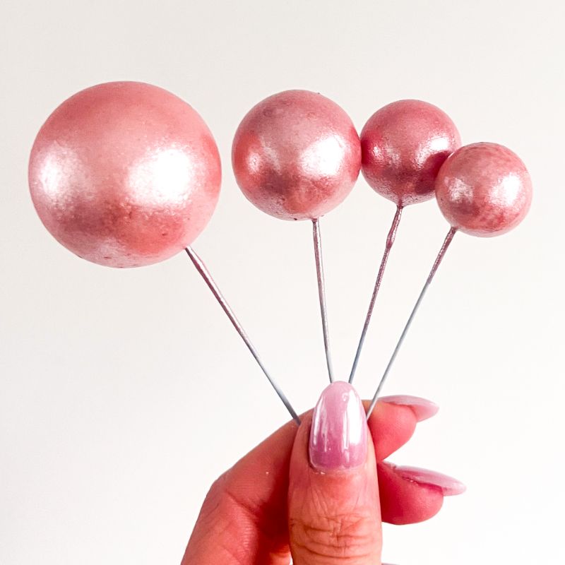 Cake Balls Set of 4 - Glitter Pink Gold