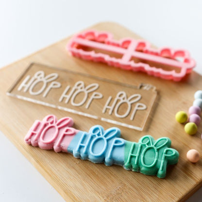 Hop Hop Hop with Rabbit Ears Easter Cookie Cutter and Embosser