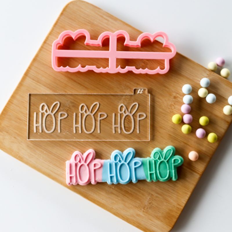 Hop Hop Hop with Rabbit Ears Easter Cookie Cutter and Embosser