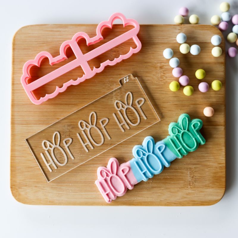 Hop Hop Hop with Rabbit Ears Easter Cookie Cutter and Embosser