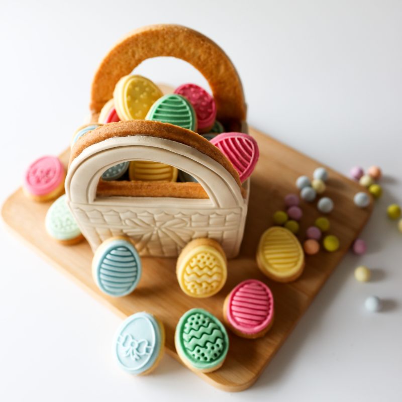 3D Easter Egg Basket Set Cookie Cutter and Stamps