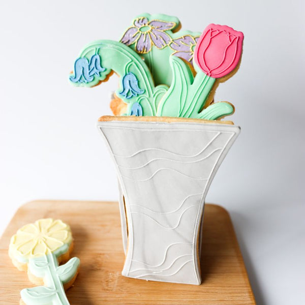 3D Mother's Day Vase and Flowers Set Cookie Cutter and Embosser