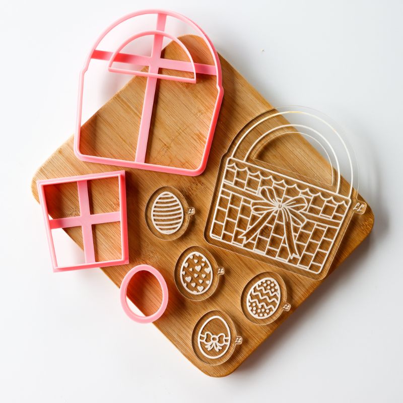 3D Easter Egg Basket Set Cookie Cutter and Embosser