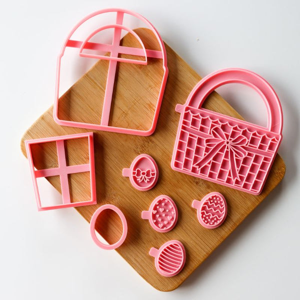 3D Easter Egg Basket Set Cookie Cutter and Stamps