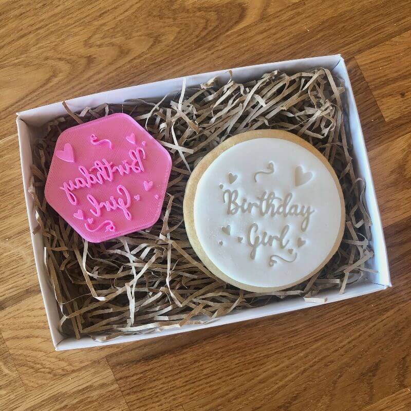 Birthday Girl Cookie Stamp with Hearts