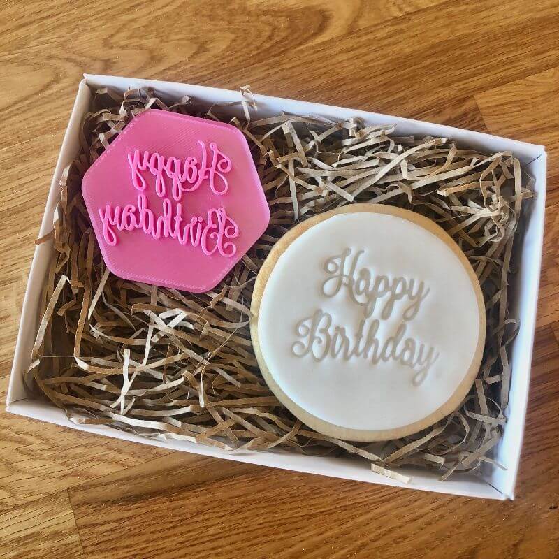 Happy Birthday Curly Font Cookie Stamp