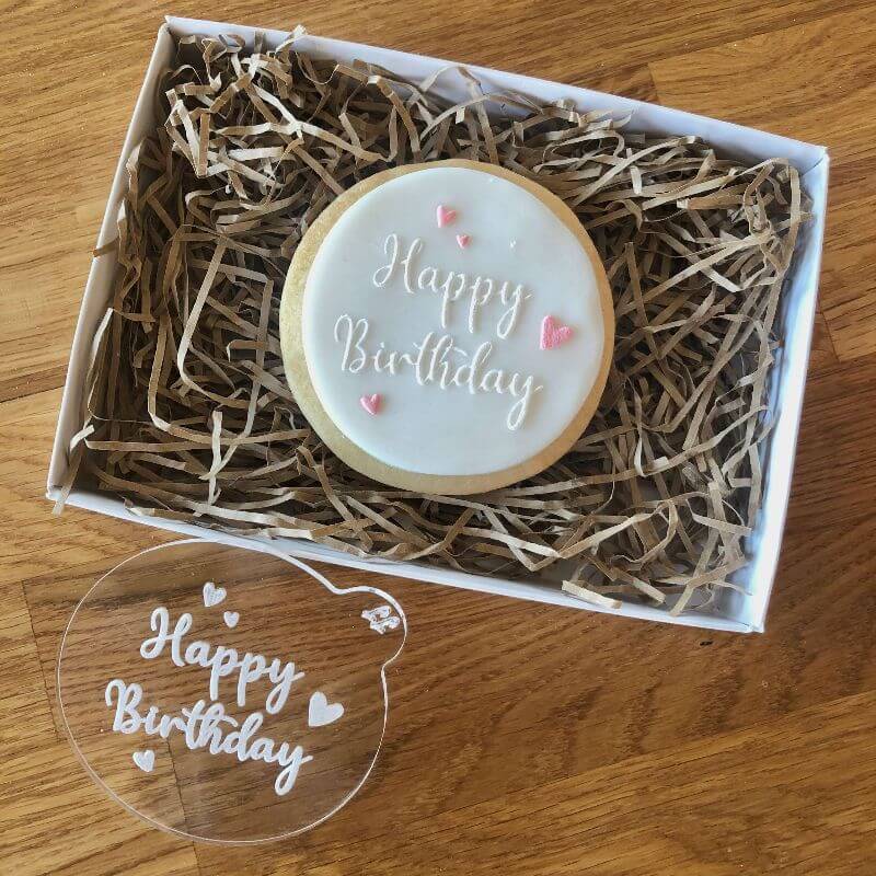 Happy Birthday with Hearts Cookie Embosser