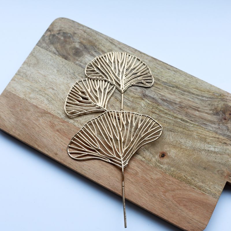 Artificial Ginkgo Biloba Skeleton Leaves - Metallic Gold