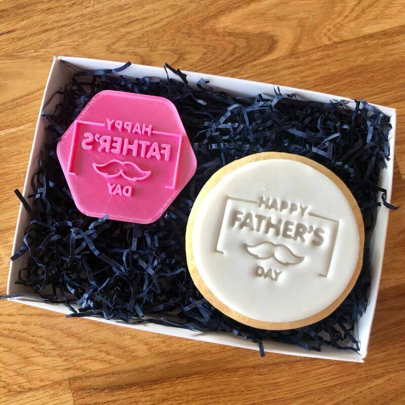 Happy Father's Day with Moustache Style 3 Cookie Stamp