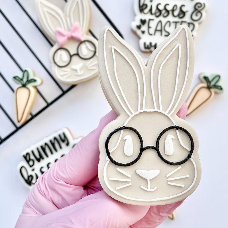 Rabbit with Glasses Easter Cookie Cutter and Embosser