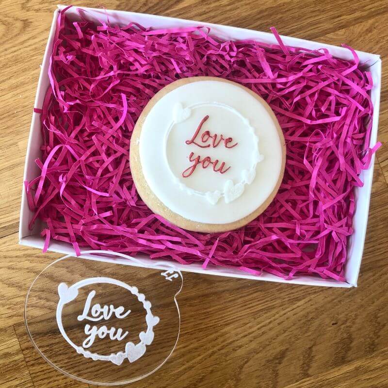 Love You with Heart Circle Cookie Embosser