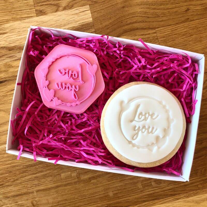 Love You with Heart Circle Cookie Stamp