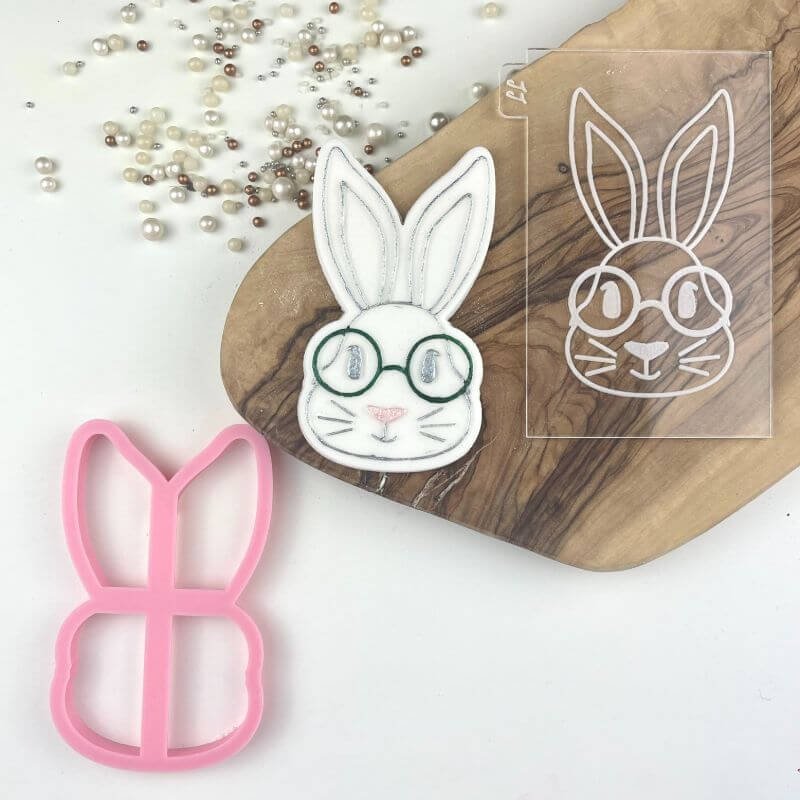 Rabbit with Glasses Easter Cookie Cutter and Embosser