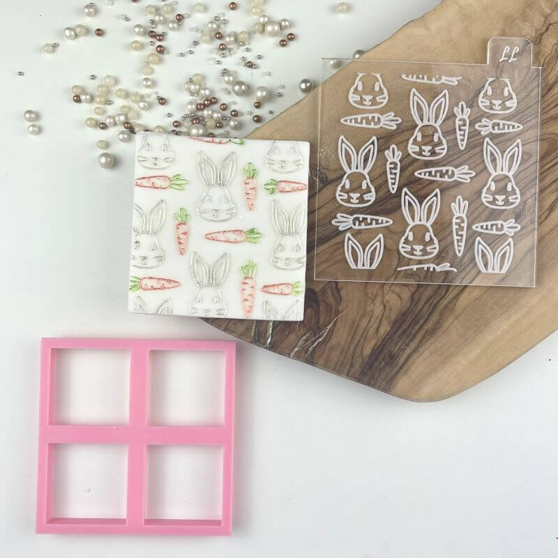 Rabbit and Carrot Easter Texture Pattern Cutter and Embosser