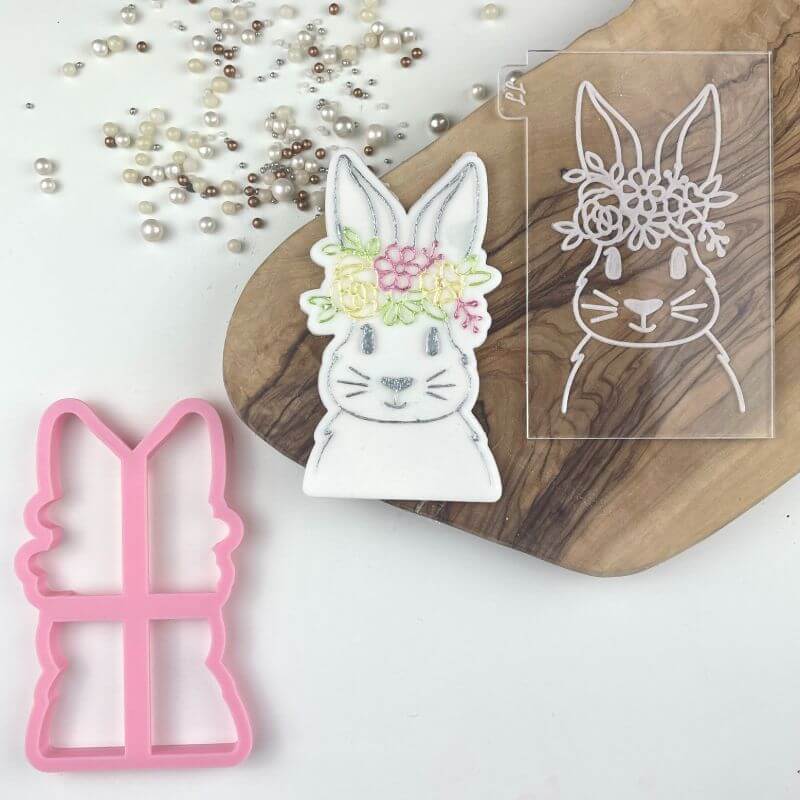 Rabbit and Chick in Teacup Easter Cookie Cutter and Embosser
