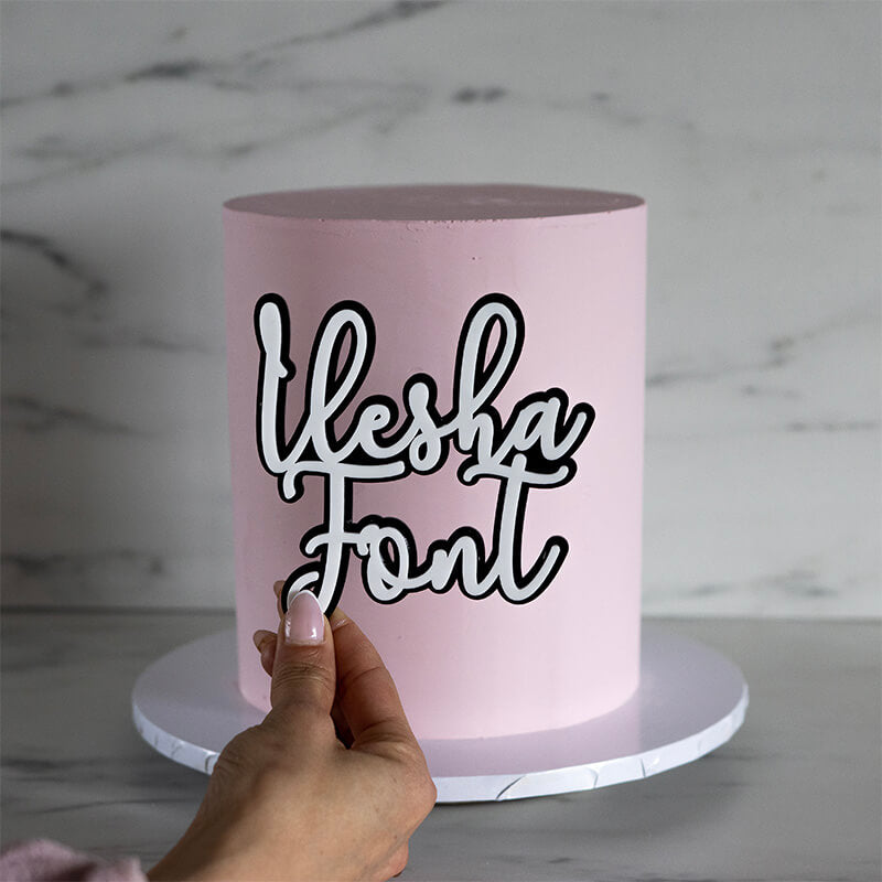 Ilesha Font Double Layer Custom Cake Topper or Cake Motif Premium 3mm Acrylic or Birch Wood