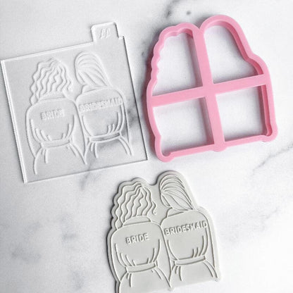 Soho Cookies Bride and Bridesmaid Style 2 Bridal Party Cookie Cutter and Embosser