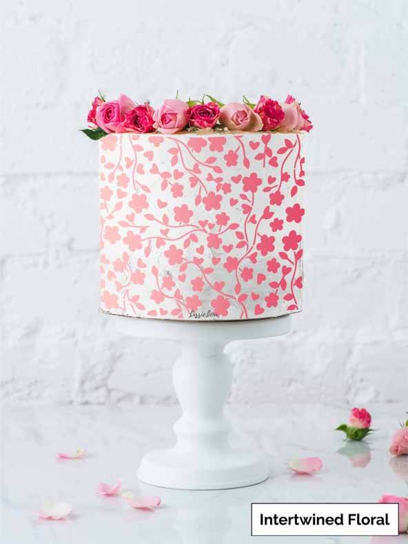 Intertwined Floral Cake Stencil - Full Size Design