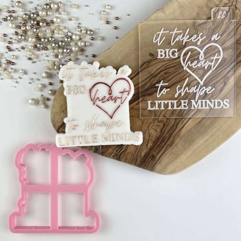 It Takes a Big Heart Teacher Cookie Cutter and Embosser by The Three Biscuiteers