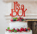 It's a Boy Baby Shower Cake Topper Glitter Card Red
