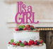 It's a Girl Baby Shower Cake Topper Glitter Card Hot Pink