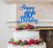 Happy 80th Birthday Pretty Cake Topper Glitter Card Dark Blue