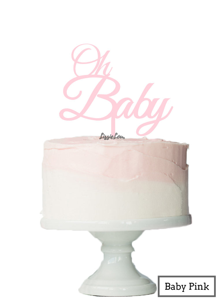 Oh BABY Baby Shower Cake Topper Premium 3mm Acrylic Baby Pink