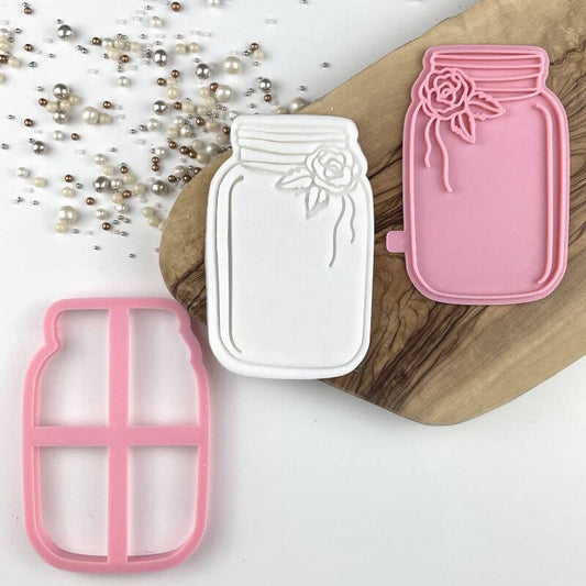 Jar Outline with Flower Hen Party Cookie Cutter and Stamp