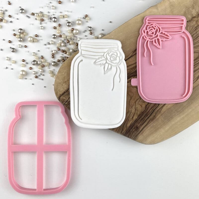 Jar Outline with Flower Hen Party Cookie Cutter and Stamp