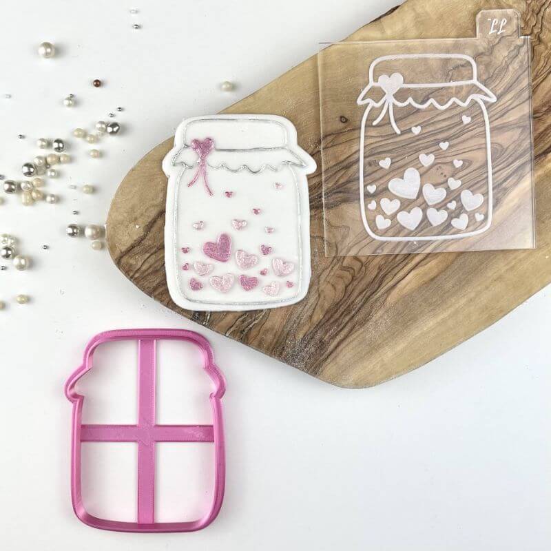 Jar of Hearts Valentine's Cookie Cutter and Embosser