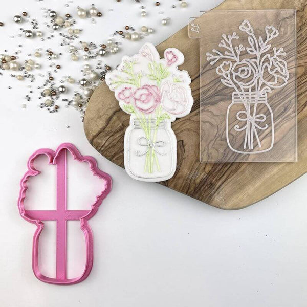 Jar of Flowers Mother's Day Cookie Cutter and Embosser