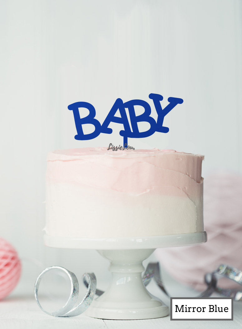 BABY Baby Shower Cake Topper Premium 3mm Acrylic Mirror Blue