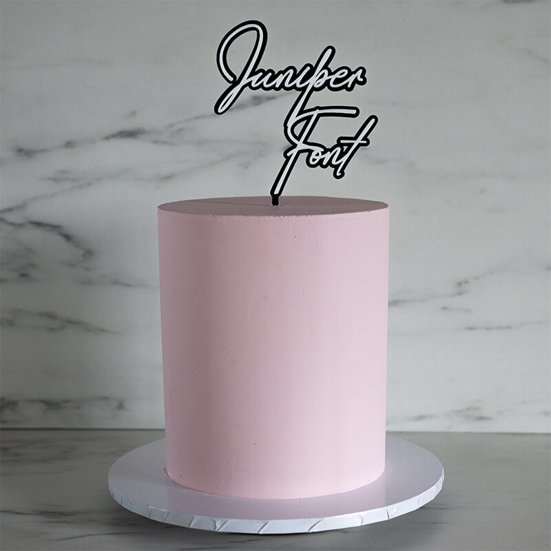 Juniper Font Double Layer Custom Cake Topper or Cake Motif Premium 3mm Acrylic or Birch Wood