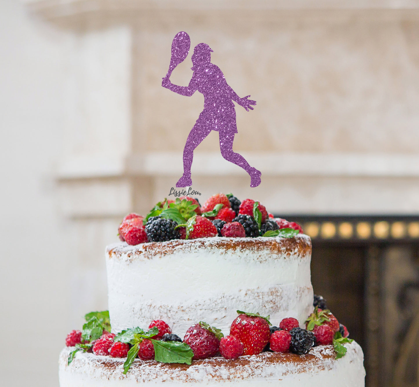 Tennis Female Cake Topper Glitter Card Light Purple