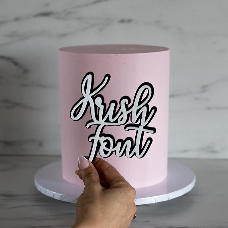 Krish Font Double Layer Custom Cake Topper or Cake Motif Premium 3mm Acrylic or Birch Wood