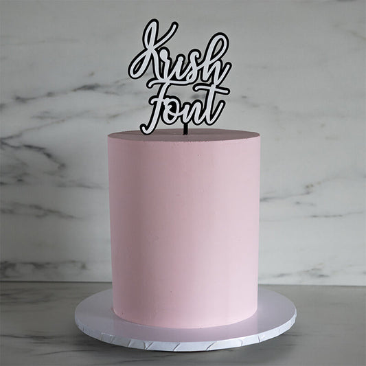 Krish Font Double Layer Custom Cake Topper or Cake Motif Premium 3mm Acrylic or Birch Wood