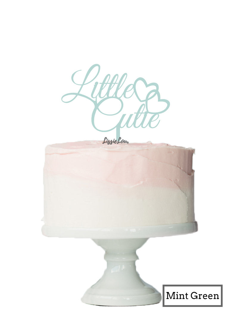 Little Cutie Baby Shower Cake Topper Premium 3mm Acrylic Mint Green