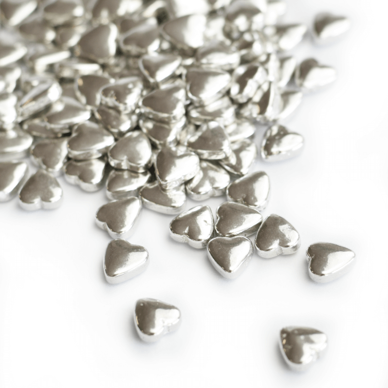 Silver Metallic Heart Sprinkles