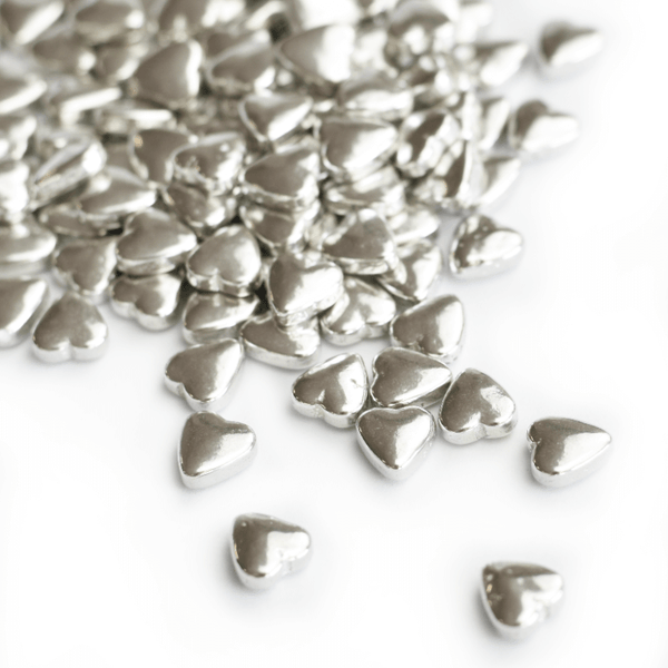 Silver Metallic Heart Sprinkles