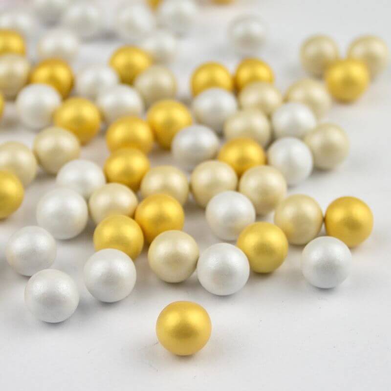 Gold, Ivory and White Balls Sprinkle Mix