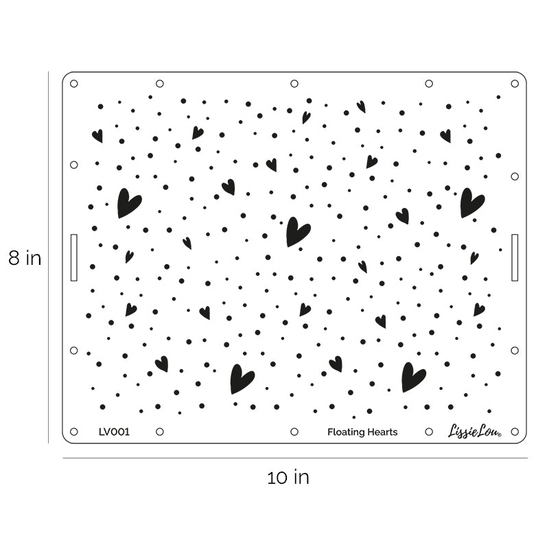 Floating Hearts Cake Stencil - Full Size Design