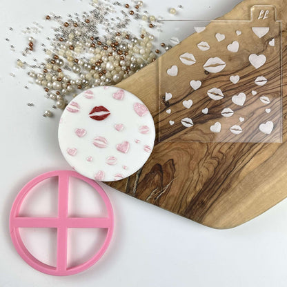 Heart and Lip Texture Tile Valentine's Cookie Cutter and Embosser