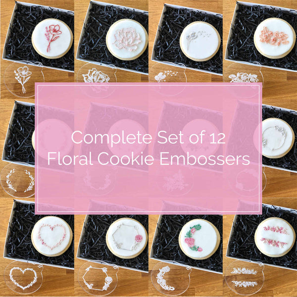Complete Floral Set of 12 Cookie Embossers