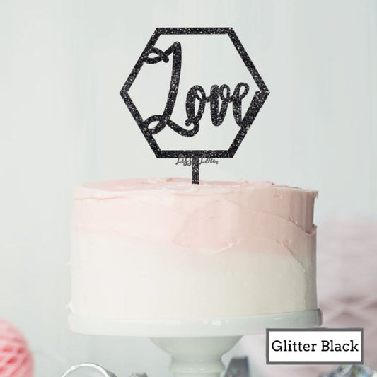 Love Hexagon Cake Topper Premium 3mm Acrylic