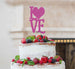 Love with Heart Cake Topper Glitter Card Hot Pink