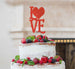 Love with Heart Cake Topper Glitter Card Red